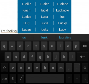 Figure 1. Predictive text on the Nexus 7.