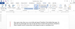 Figure 3. The Simple Markup setting shows a vertical bar, indicating where text has been changed.