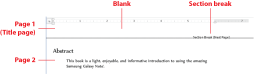 Figure 2. The Next Page Section Break is visible in Draft View. See how the first page is blank, empty?