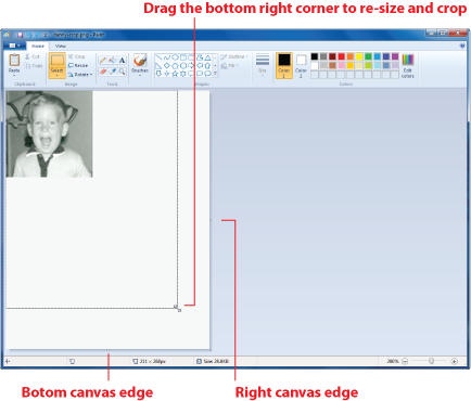 Figure 2. Changing the image's canvas size in Paint.
