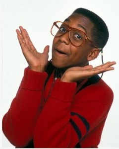 Steve Urkel from the TV show Family Matters.