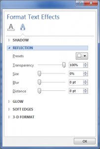 Figure 2. Customize text effects by using the Format Text Effects dialog box.