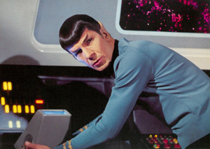 Leonard Nimoy as Star Trek's Mr. Spock.