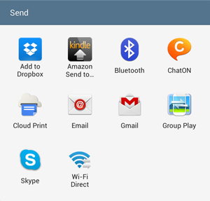 Figure 3. Choose an app, such as Gmail, with which to send your document.