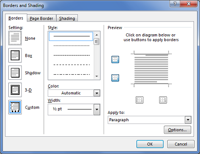 Figure 2. The Borders and Shading dialog box.