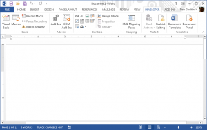 Figure 1. The Developer tab, visible and ready for action in Word 2013. (Click to embiggen.)