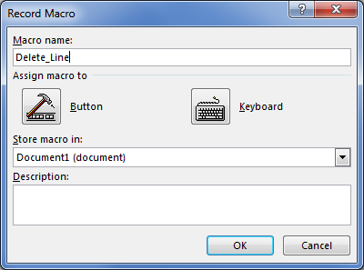 Figure 1. The Record Macro dialog box.