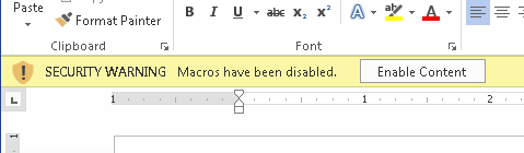 Figure 1. The Word document macro warning.