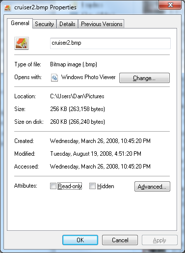 Figure 1. A file's Properties dialog box details most of the information about a file.