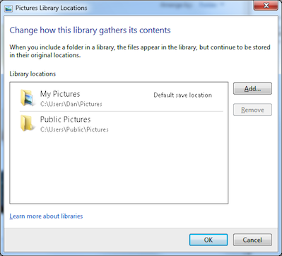 Figure 2. Folders used to create the My Pictures library.