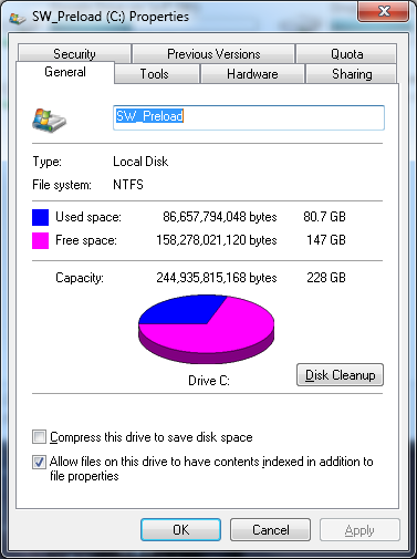 Figure 2. The mass storage device's Properties dialog box offers more detailed usage information.