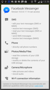 Figure 2. The Facebook Messenger app's permissions. (Click to embiggen.)