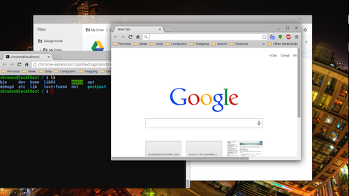 Figure 1. Chromebook, featuring the developer console (left).
