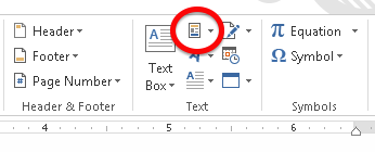 Figure 2. The Quick Parts button at its most diminutive.