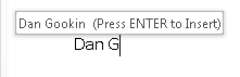 Figure 4. Press the Enter key to insert the formatted text / AutoText entry.