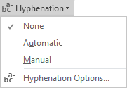 Figure 1. The Hyphenation command button menu thing.