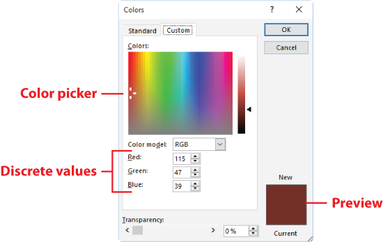 Figure 1. Using the Color dialog box.