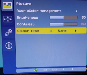 Figure 1. Color temperature settings on my (obviously British) monitor.