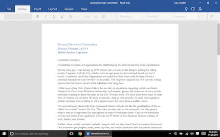 Figure 1. The stark Mobile Word interface.