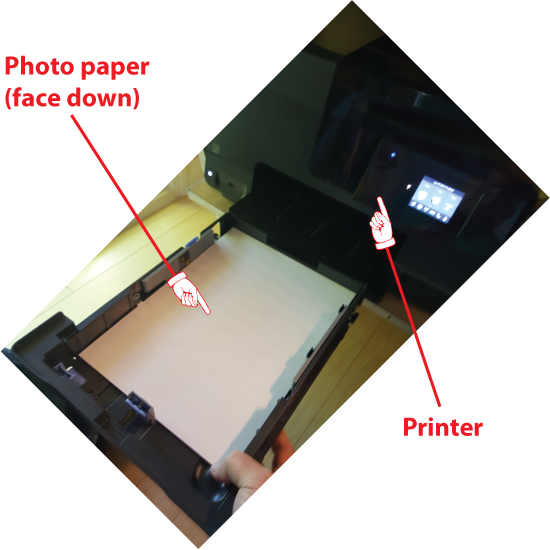 Figure 1. Loading photo paper into the printer.