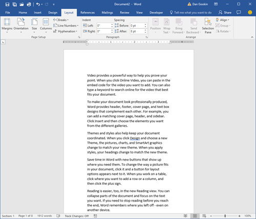 Figure 2. A document in Word formatted at 2 pages per sheet.